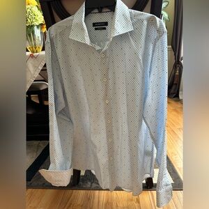Bugatchi Blue Dress Shirt with Polka Dot Pattern,New!!!